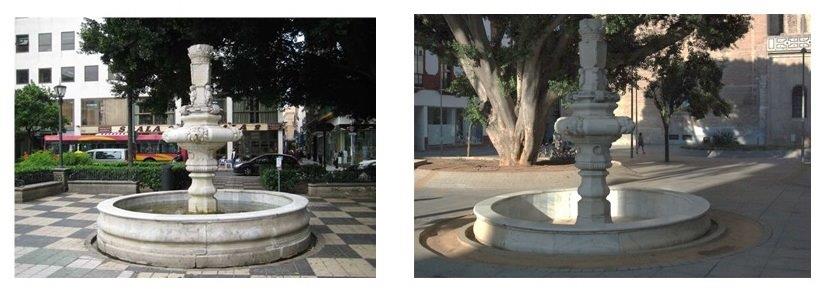 Estado de la fuente antes y después de las obras de las Setas de la Encarnación