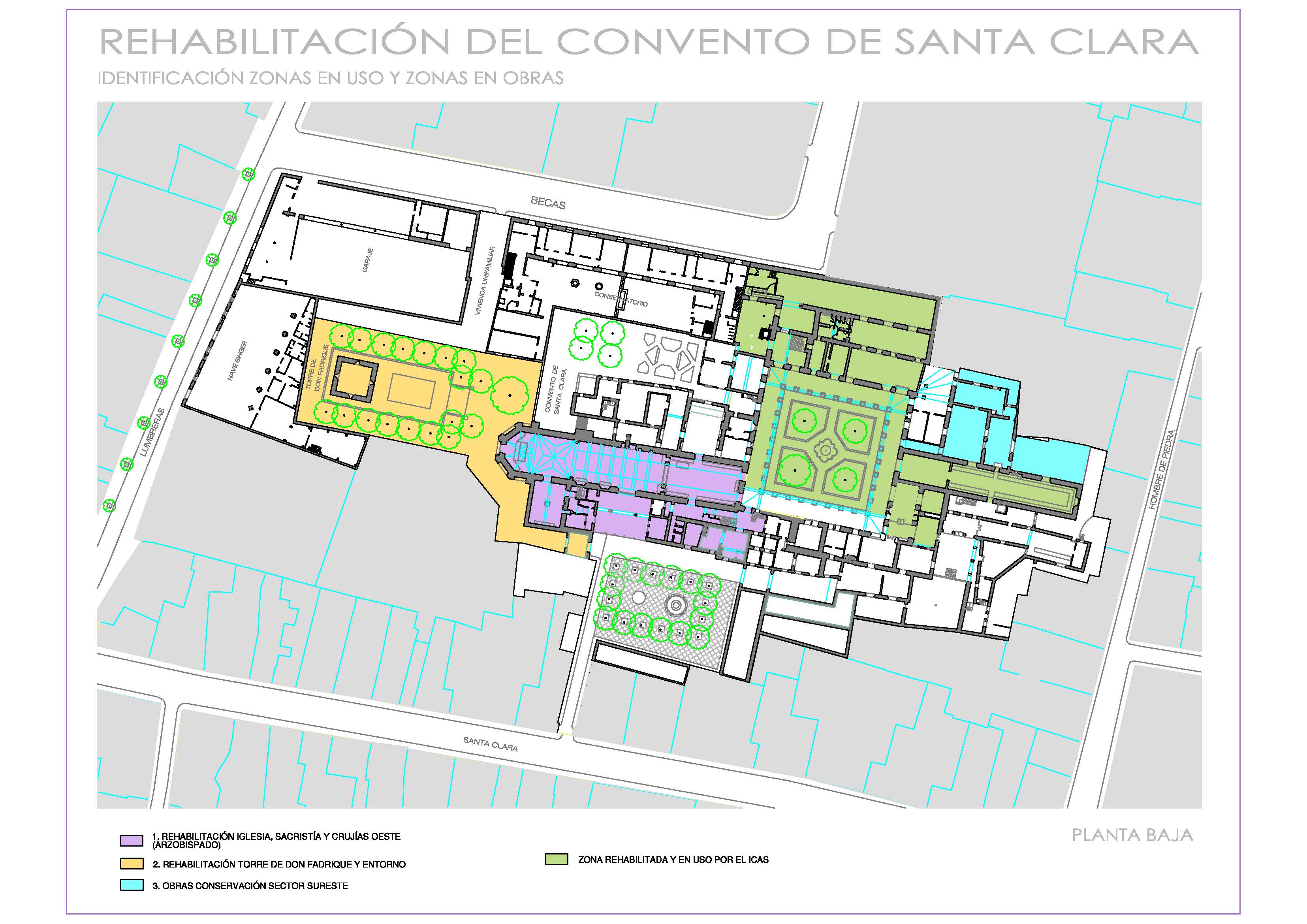 Zonas en uso y en obras