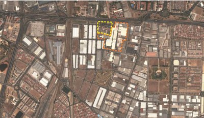 Localización de los suelos ocupados hasta ahora por las instalaciones de Persán (delimitados en color rojo) y de los que conformarán la ampliación (en amarillo)