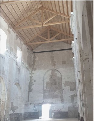 Interior de la antigua iglesia, cuyos restos albergarán un futuro centro multifuncional del Ayuntamiento de Sevilla