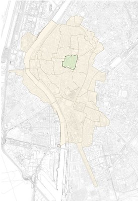 Plano de situación del subsector 8.1 "Encarnación" dentro del Conjunto Histórico de Sevilla 