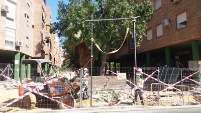 Trabajos de reurbanización de la Plaza Salesiano Don Ubaldo