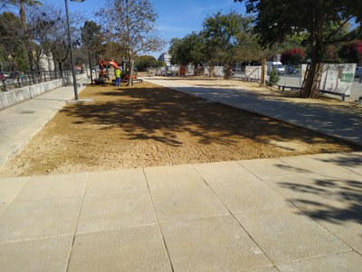 Aspecto que presenta ya el espacio frente a la Glorieta del Cid y del Parque del Prado de San Sebastián que está siendo remodelado