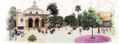 Imagen de la propuesta diseñada para el entorno del Casino de la Exposición y teatro Lope de Vega 
