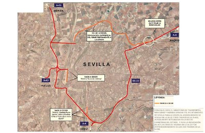 Mapa de la ciudad con las cesiones de viario acordadas entre el Ministerio de Fomento y el Ayuntamiento