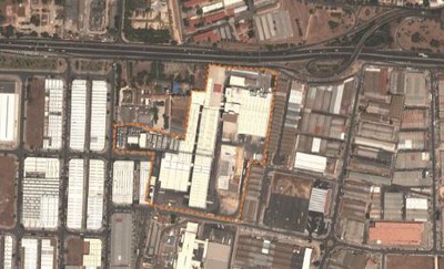 Vista aérea de la zona donde se localiza la parcela ocupada actualmente por las instalaciones de PERSAN