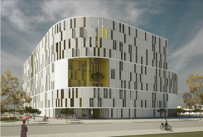 Recreación del edificio de viviendas de alquiler cuya construcción por la Empresa Municipal de la Vivienda de Sevilla ha sido ya autorizada por Urbanismo