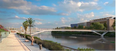 Recreación de la vista que generará esta nueva pasarela desde el Muelle de Nueva York