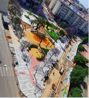 Vista aérea de la Plaza del Olivo en el momento actual, en la recta final de los trabajos