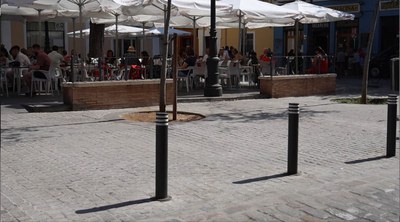 Aspecto de la Plaza del Pumarejo tras las mejoras realizadas en su pavimento