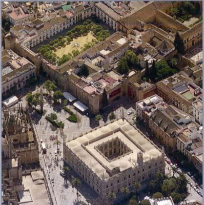Vista aérea del Patio de Banderas, donde se localiza la vivienda que será intervenida
