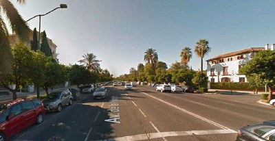 Imagen de la Avenida de la Palmera a la altura del cruce con la calle Cardenal Ilundáin