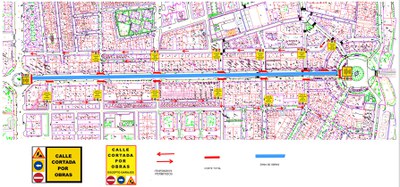 Plano con los desvíos de tráfico previstos en la Avenida República Argentina mientras duren las obras