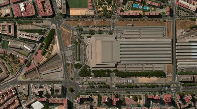 Vista aérea de la estación de Santa Justa y su entorno