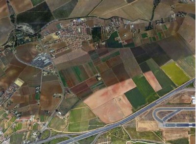Foto aérea del sector de San Nicolás Oeste, entre la Ctra. N-IV y la barriada de Valdezorras